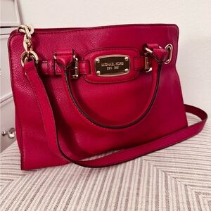 Michael Kors Red Leather Satchel / Shoulder Bag